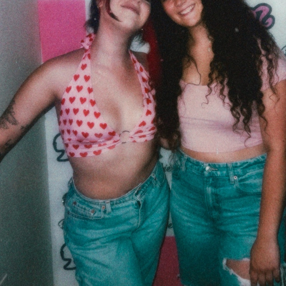 🤍PINK AND RED HEART BRALETTE🩷